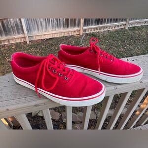 Men's Red Canvas Lace-Up Sneakers